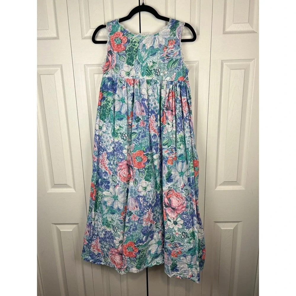Star of India Floral Nightgown Cottagecore Grannycore Boho Blue Cotton Small